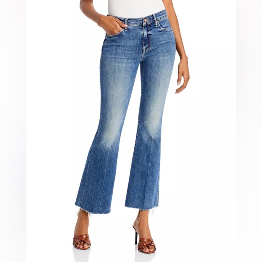 MOTHER Mid-Blue High-Rise Flare Jeans